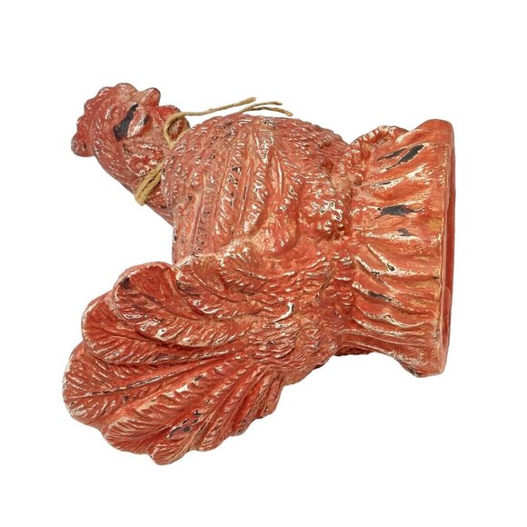 Figurine Chicken Rooster Red Distressed Ceramic Farmhouse Vintage Decor 8" Tall - Picture 7 of 9